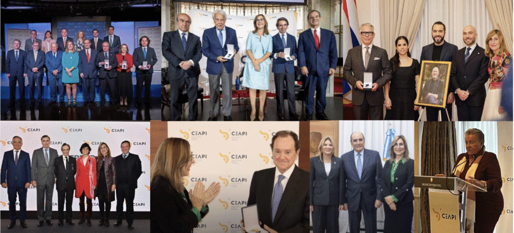 Líderes institucionales y empresariales de toda Iberoamérica recibieron la Medalla de Honor CEAPI durante 2025